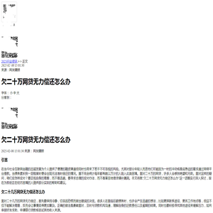 欠二十万网贷无力偿还怎么办-2025逾期动态